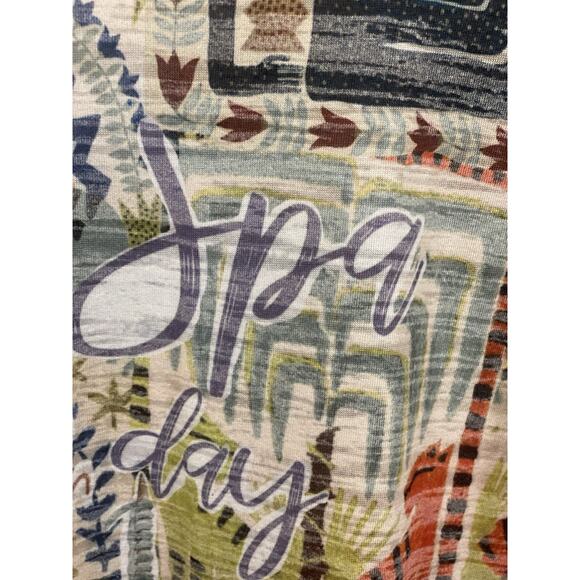 Inoah Art To Wear Women Oversized Artsy “Spa Day” Pattern Tunic Shirt Boho Sz S - Picture 8 of 11